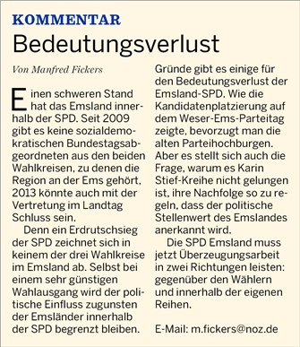 12-05-15 Kommentar Emsland wird vertreten sein