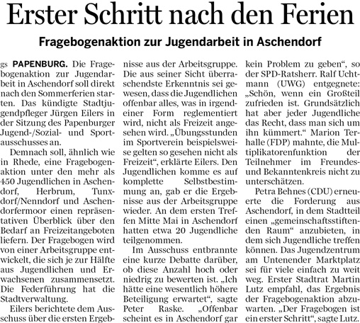 120706 EZ Jugendarbeit in Aschendorf