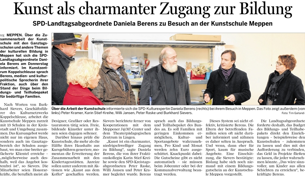 2012-02-03 SPD-Landtagsabgeordnete Daniela Berens zu Besuch an der Kunstschule Meppen